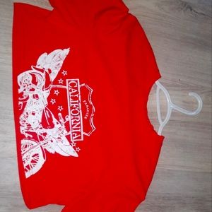 Shein red paradise California crop top